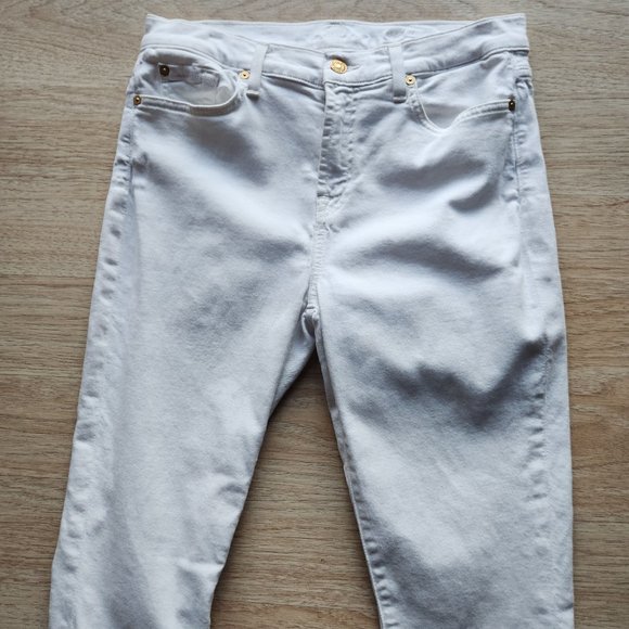7 For All Mankind Gwenevere High Waist Ankle Skinny White Jeans Stretch - Picture 5 of 11
